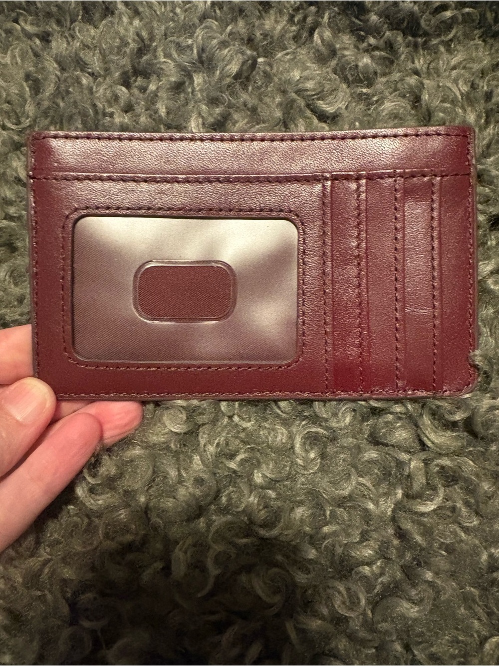 Fossil Wine Red Leather Zip Card Wallet - Picture 3 of 5
